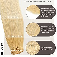 Honsoo Long Human Hair Clip In Extensions Bleach Blonde 22In 70G 7Pcs Hair Extensions Clip Ins Real Human Hair Remy Human Hair S