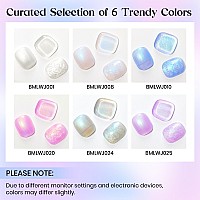 Mizhse Pearl Gel Nail Polish 6 Colors Iridescent Mermaid Gel Polish Set Drawing Nail Gel Shell Thread Effect Shimmer White Pin