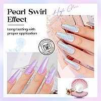 Mizhse Pearl Gel Nail Polish 6 Colors Iridescent Mermaid Gel Polish Set Drawing Nail Gel Shell Thread Effect Shimmer White Pin