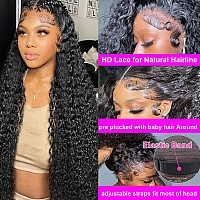 Aomllute 13X4 Deep Wave Lace Front Wigs Human Hair Pre Plucked 200 Density Hd Transparent Lace Front Wigs Human Hair With Baby H