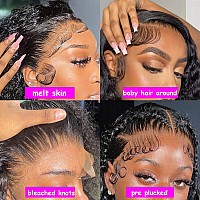 Aomllute 13X4 Deep Wave Lace Front Wigs Human Hair Pre Plucked 200 Density Hd Transparent Lace Front Wigs Human Hair With Baby H