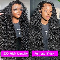 Aomllute Deep Wave Lace Front Wigs Human Hair Wigs For Women 200 Density 13X4 Hd Deep Curly Lace Front Wig Human Hair Glueless L