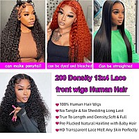 Aomllute Deep Wave Lace Front Wigs Human Hair Wigs For Women 200 Density 13X4 Hd Deep Curly Lace Front Wig Human Hair Glueless L