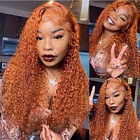 Ginger Lace Front Wigs Human Hair 13X6 Deep Wave Hd Lace Front Wig For Women 180 Density Glueless Orange Colored Curly Lace Fro