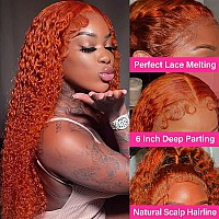 Ginger Lace Front Wigs Human Hair 13X6 Deep Wave Hd Lace Front Wig For Women 180 Density Glueless Orange Colored Curly Lace Fro