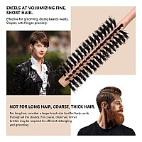 Perfehair Small Round Brush Boar Bristle For Short Hair Portable Effective For Fine Thinning Hair Beard Styling