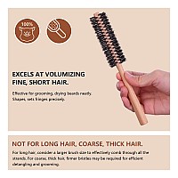 Perfehair Small Round Brush Boar Bristle For Short Hair Portable Effective For Fine Thinning Hair Beard Styling