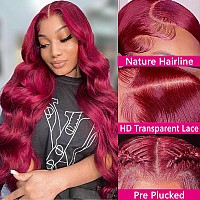 Candeas 99J Burgundy Lace Front Wigs Human Hair 180 Density 13X4 Hd Lace Front Wigs Human Hair Body Wave Lace Front Wigs Human