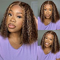 Legendhair Honey Blonde Bob Wig Human Hair Short Curly Bob Wigs For Black Women 427 Highlight Ombre 13X4 Lace Front Wigs Gluele