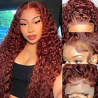 Kdmidun 13X6 Reddish Brown Lace Front Wigs Human Hair Deep Wave Wig Hd Lace Front Wigs Human Hair For Women 180 Density Curly H