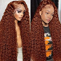 Kdmidun 13X6 Reddish Brown Lace Front Wigs Human Hair Deep Wave Wig Hd Lace Front Wigs Human Hair For Women 180 Density Curly H