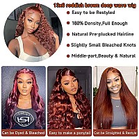 Kdmidun 13X6 Reddish Brown Lace Front Wigs Human Hair Deep Wave Wig Hd Lace Front Wigs Human Hair For Women 180 Density Curly H