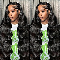 Sihuashow 32Inch Body Wave Lace Front Wigs Human Hair 13X6 Hd Transparent Lace Front Human Hair Wigs For Women Glueless Brazilia