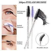 300Pcs Disposable Mascara Wands Spoolie Brush Crystal Eyebrow Brushes Eyelash Extension Applicator Makeup Kitspurpleblack