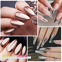 Ushinein 8Ml Metallic Painting Nail Polish Gel Light Rose Gold Painted Gel Nail Polish 3D Metal Painting Gel Drawing Mirror N