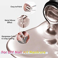 Ushinein 8Ml Metallic Painting Nail Polish Gel Light Rose Gold Painted Gel Nail Polish 3D Metal Painting Gel Drawing Mirror N