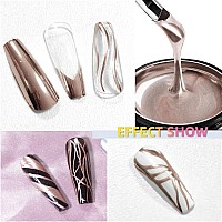 Ushinein 8Ml Metallic Painting Nail Polish Gel Light Rose Gold Painted Gel Nail Polish 3D Metal Painting Gel Drawing Mirror N