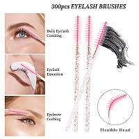 300Pcs Disposable Mascara Wands Spoolie Brush Crystal Eyebrow Brushes Eyelash Extension Applicator Makeup Kitslight Pinkall Pi