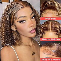 Legendhair Honey Blonde Bob Wig Human Hair Short Curly Bob Wigs For Black Women 427 Highlight Ombre 13X4 Lace Front Wigs Gluele