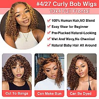 Legendhair Honey Blonde Bob Wig Human Hair Short Curly Bob Wigs For Black Women 427 Highlight Ombre 13X4 Lace Front Wigs Gluele