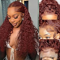 Kdmidun 30 Inch Reddish Brown Lace Front Wigs Human Hair 13X6 Hd Transparent Deep Wave Lace Frontal Wigs Human Hair 180 Density