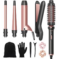 Wavytalk 5 In 1 Curling Iron Curling Iron Set With Thermal Brush And 4 Interchangeable Ceramic Curling Wand05125Ins