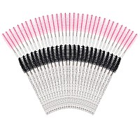 300Pcs Disposable Mascara Wands Spoolie Brush Crystal Eyebrow Brushes Eyelash Extension Applicator Makeup Kitspinkblack