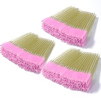 300Pcs Disposable Mascara Wands Spoolie Brush Crystal Eyebrow Brushes Eyelash Extension Applicator Makeup Kitsgold Pink