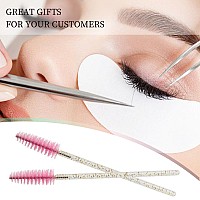 300Pcs Disposable Mascara Wands Spoolie Brush Crystal Eyebrow Brushes Eyelash Extension Applicator Makeup Kitsgold Pink