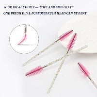 300Pcs Disposable Mascara Wands Spoolie Brush Crystal Eyebrow Brushes Eyelash Extension Applicator Makeup Kitsgold Pink