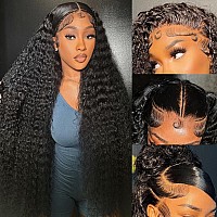 Silinli 30 Inch 13X6 Deep Wave Hd Lace Front Wigs Human Hair Pre Plucked 200 Density Curly Human Hair Wig Curly Wet And Wavy Wa