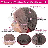 Candeas 99J Burgundy Lace Front Wigs Human Hair 180 Density 13X4 Hd Lace Front Wigs Human Hair Body Wave Lace Front Wigs Human