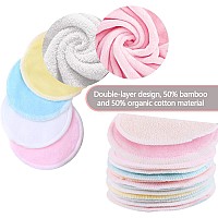 Reusable Makeup Remover Pads 24 Pack With 2 Bags For Laundry Storage Reusable Bamboo Cotton Rounds Ecofriendly Reusable C