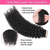 Hotlulana 60Pcs 26 Inch Tape In Hair Extensions Human Hair Kinky Curly Tape Ins For Black Women 3C 4A Full Head Real Human Hair