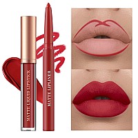 Bestland 6Pcs Matte Liquid Lipstick Lip Liner Pens Set One Step Lips Makeup Kits Pigment Velvety Nude Lip Stain Waterproof Lo