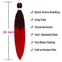 Ombre Red Braiding Hair Pre Stretched 26 Inches Ombre Red 8 Packslot Braid Hot Water Setting Professional Synthetic Braiding Ha