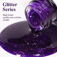 Imtiti Glitter Gel Nail Polish 05 Fl Oz Deep Purple Iridescent Glitter Gel Polish Soak Off Led Uv Shimmer Sparkle Nail Gel Pol