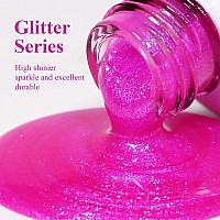 Imtiti Glitter Gel Nail Polish 05 Fl Oz Pink Iridescent Glitter Gel Polish Soak Off Led Uv Shimmer Sparkle Nail Gel Polish Diy