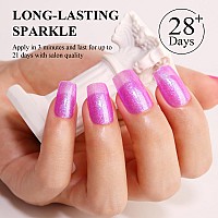 Imtiti Glitter Gel Nail Polish 05 Fl Oz Pink Iridescent Glitter Gel Polish Soak Off Led Uv Shimmer Sparkle Nail Gel Polish Diy