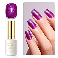 Imtiti Glitter Gel Nail Polish 05 Fl Oz Purple Iridescent Glitter Gel Polish Soak Off Led Uv Rainbow Shimmer Sparkle Nail Gel