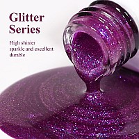 Imtiti Glitter Gel Nail Polish 05 Fl Oz Purple Iridescent Glitter Gel Polish Soak Off Led Uv Rainbow Shimmer Sparkle Nail Gel