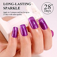 Imtiti Glitter Gel Nail Polish 05 Fl Oz Purple Iridescent Glitter Gel Polish Soak Off Led Uv Rainbow Shimmer Sparkle Nail Gel