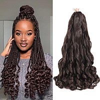 French Curly Braiding Hair 18 Inch 8 Packs Pre Stretched Bouncy Braiding Hair Loose Wavy Braiding Hair Synthetic Hair Extensi