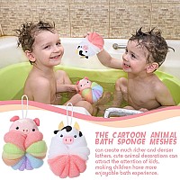 Nuenen 2 Pcs Bath Loofahs Kids Toddler Body Loofahs Cute Cartoon Kids Loofah Kid Bath Sponges Loofah Bath Pouf Body Scrubber Mes