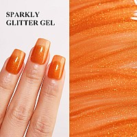 Imtiti Glitter Gel Nail Polish 05 Fl Oz Orange Glitter Gel Polish Soak Off Led Uv Shimmer Sparkle Nail Gel Polish Diy Nail Art