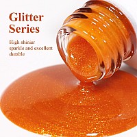 Imtiti Glitter Gel Nail Polish 05 Fl Oz Orange Glitter Gel Polish Soak Off Led Uv Shimmer Sparkle Nail Gel Polish Diy Nail Art