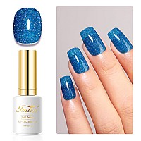 Imtiti Glitter Gel Nail Polish 05 Fl Oz Sky Blue Iridescent Glitter Gel Polish Soak Off Led Uv Diamond Sparkle Nail Gel Polish