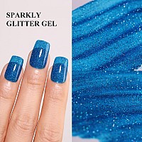 Imtiti Glitter Gel Nail Polish 05 Fl Oz Sky Blue Iridescent Glitter Gel Polish Soak Off Led Uv Diamond Sparkle Nail Gel Polish