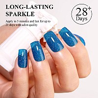 Imtiti Glitter Gel Nail Polish 05 Fl Oz Sky Blue Iridescent Glitter Gel Polish Soak Off Led Uv Diamond Sparkle Nail Gel Polish