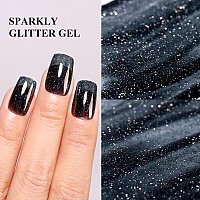 Imtiti Glitter Gel Nail Polish 05 Fl Oz Black Glitter Gel Polish Soak Off Led Uv Diamond Shimmer Sparkle Nail Gel Polish Diy N